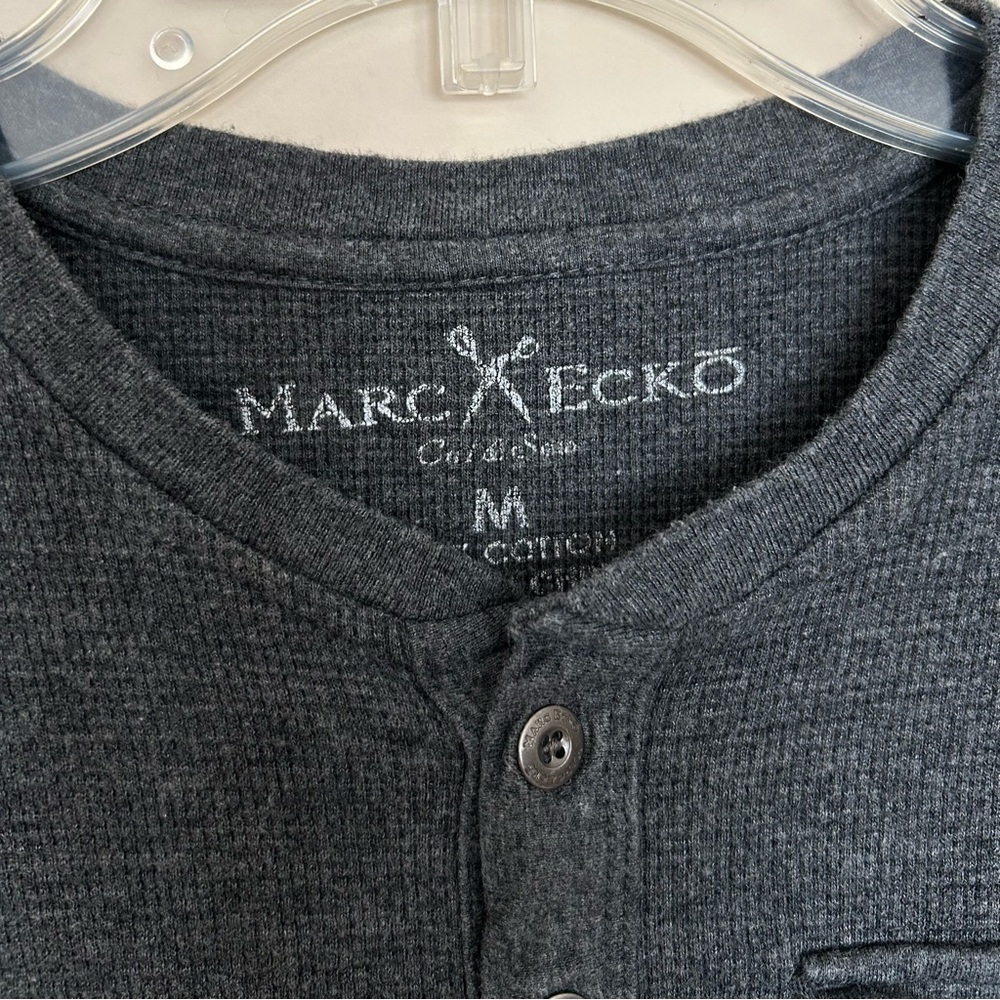 Marc Ecko Men’s Dark Gray Long Sleeve Henley - Picture 3 of 5